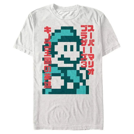2026 New Super Mario pixel style graphic unisex cotton shirt, There are children's sizes, summer Men's fashion Harajuku T-shirt