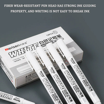 1/5pcs White Permanent Paint Pen Fine Head White Marker 1mm Quick-Drying Oil Waterproof Graffiti Pens Tire Fabric Wood Painting
