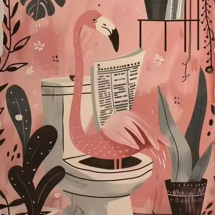 Pink Black Cat Dog Frog on The Toilet Reading Poster Bath Prints Animals Canvas Painting Wall Art Pictures for Toilet WC Decor
