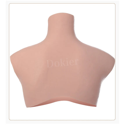 Dokier H R S Cup Oversize plus Realistic Silicone Breast Forms Fake Boobs Breast Plates[Round neck silicone filled boobs