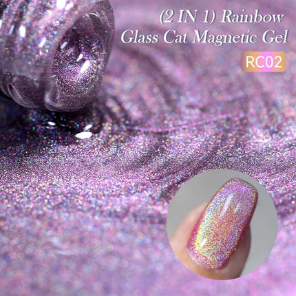 LILY’CUTE 7ml Ultra Shine Cat Eye Nail Polish Rainbow Laser Dual Beam Crystal Nail Gel Varnishes Soak Off Semi Permanent UV Gel