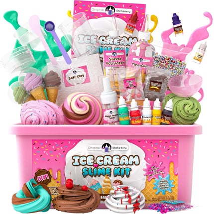 Kids DIY Fluffy Slime Kit, Crystal Mud Ice Cream Butter Clay Modeling Set, Sensory Play & Educational Handcraft Toy