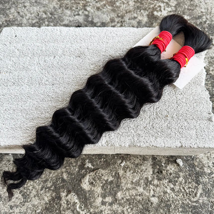 16-24inch Human Hair Bulk for Braiding Remy Hair Deep Wave Boho Braids Hair Bulk Extension Bobbi Hair for Women Wholesale