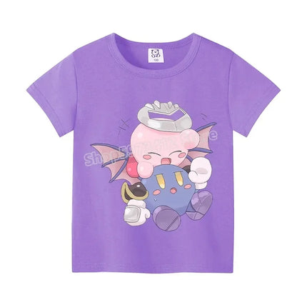 Star Kirbys Summer Short Sleeve Kid Cute T-shirt Colorful Tops Baby Cartoon Fashion Tee Kawaii Game Boy Girl Casual Clothes Gift