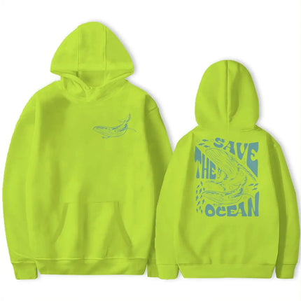 Save The Ocean Vintage Shark Hoodie 90s Graphic Sweatshirts Ocean Pullover Marine Life Whale Hoodies For Women Men Gifts