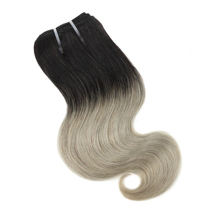 Ombre Body Wave Human Hair Bundles 8 Inch Remy Human Hair Extensions 50g 4pcs Bob Black Root Grey Pink Grey Blue Purple Hair