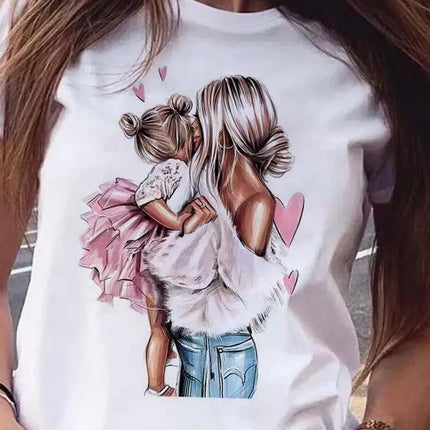 Cartoon Mom Son Daughter Printed Kids T-Shirt Summer Casual Harajuku Girls Boys Short Sleeve Fashion Cotton Children Clothes Tops