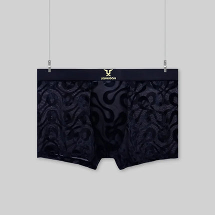 Premium Satin Mesh Men's Boxer Briefs Wild Leopard Print Cooling Ice Silk Breathable Comfortable Daily Sports Underwear