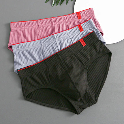 1/3PCS Men Briefs Mid Waist Elastic Soft Breathable Anti-septic U Convex Striped Solid Color Casual Men Underpants underwear men