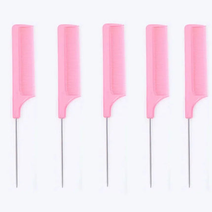Professional Hair Tail Combs Stainless Steel Salon Cut Styling Comb Spiked Hair Care Styling Tools Barber Accessories Fine Teeth