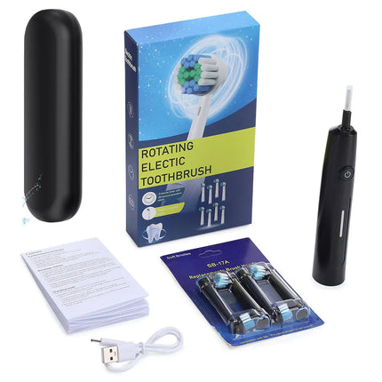 Rotating Electric Toothbrush, 5 Cleaning Modes Timer Clean Teeth Whitening, USB Rechargeable Toothbrush with Replaced Heads