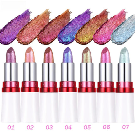 Radiation Metallic Blue Purple Chameleon Lipstick Glitter Diamond Color-Changing Green Lip Gloss Pearl Shine Charming Makeup
