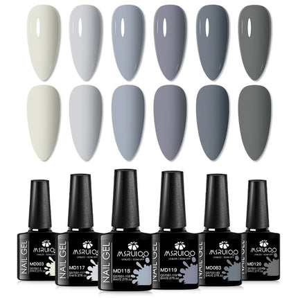 6pc All-Season Colors Gel Nail Polish Set UV LED Soak Off Nail Art Supplies Semi Permanent DIY Manicure Salon Nails Design