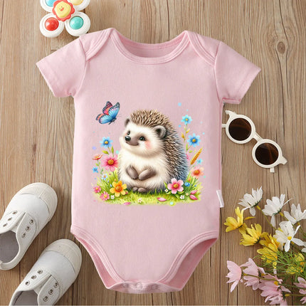 100% Cotton Bodysuit Retro Hedgehog Likes Rainy Day Onesie Comfortable Cloths for Baby Jumpsuit for 0 To 12 Months Newborn