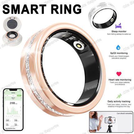 New Fashion Diamond Lady Smart Ring With Box Heart Rate Monitoring Application Controls Fitness Sports Women Health Smartring