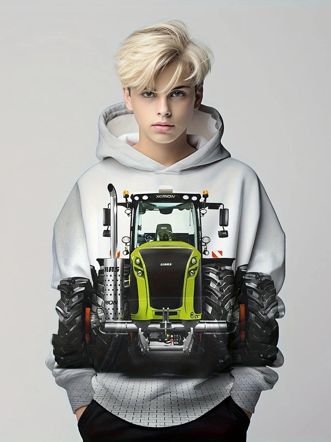 Children's Clothing Hoodies Long Sleeve Kid Clothes Boys Cartoon Children's Fashion Tractors Print Girls Summer Clothes Boy Tops