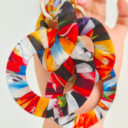 Original Design Handmade Custom Silk Earrings Exaggerated Large Hoops Fashionable Minimalist Women's Large Loop Earrings