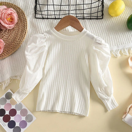 Bear Leader Blouse Girls Puff Long Sleeve Kids Girls Shirt White Blouse Tops Children Clothes Baby Toddler School Princess