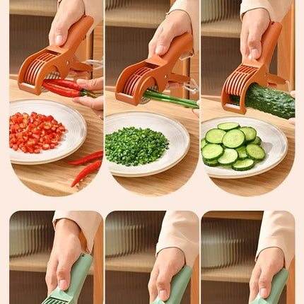Kitchen Stainless Steel Vegetable and Fruit Slicer Multi functional Vegetable Salad Fruit Slicer Portable Kitchen Tool Scallion
