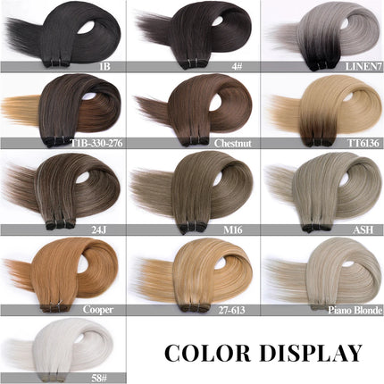 Synthetic Long Straight Hair Bundles Extensions Smooth Ombre Brown Hair Weaving Synthetic Straight Hair Bundles Full to End