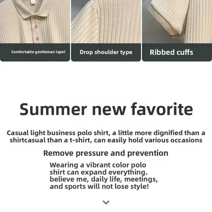 Fashionable Casual Knitted Striped Men's Polo Shirt Breathable Lightweight Summer Suitable for All Ages And Occasions
