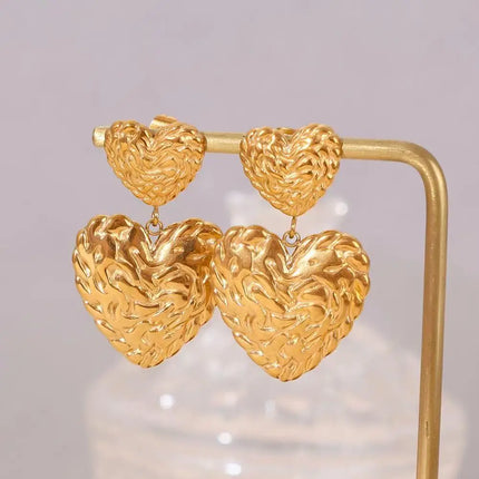 Fashionable elegant waterproof stainless steel bow heart-shaped pendant women's earrings jewelry party wedding 2025 new item