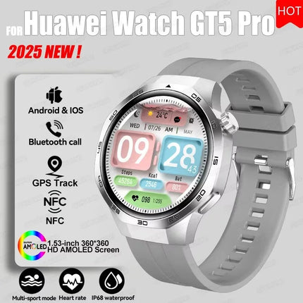2027 Watch 5 Pro Track Compass Watch Men 360*360 AMOLED Screen NFC BT Call Waterproof Health Monitor Man Smartwatches