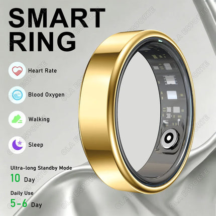 NEW Smart Ring Blood Pressure Heart Rate Sleep Monitoring Smartring IP68 & 5ATM Waterproof Multi-sport Mode Smartring Man Women