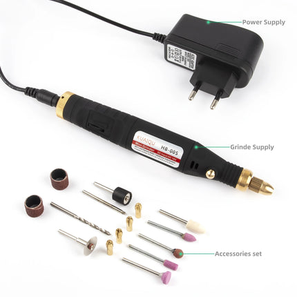 KUAIQU Electric Drill Grinder 5-Speed Adjustable Engraving Pen Cutting Polishing Drilling Rotary Tool With Dremel Accessories