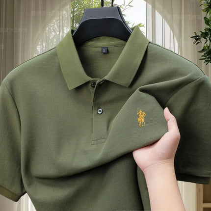 100% pure cotton fashion luxury brand pony embroidered comfortable POLO shirt for summer men's new striped exquisite short sleeve