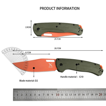 Huaao Pocket Folding Knife High Hardness Blade Satin Finish Blade G10 Material Handle Outdoor Hiking Climbing Practical Tool