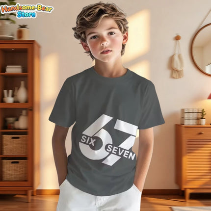 6 7 Six Seven Meme Colorful Design T-Shirt for Kids Chaotic Humor Y2k Game Saying Tee Funny Gifts Boy Top Fashion Kids Clothes