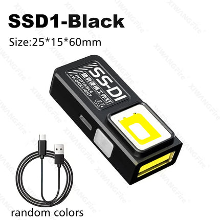 Powerful Mini COB LED Keychain Flashlight USB C Rechargeable Hanging Work Light Waterproof Keyring Camping Walking Pocket Lamp