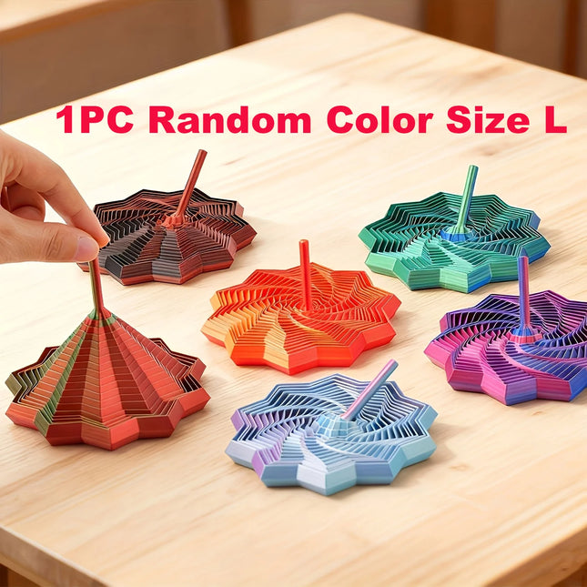 1Pc Random Color 3D-Printed Star Fidget Spinner Set - 2 Sizes with Gradient Rotating Polygons, Expandable Sensory Desktop Decor