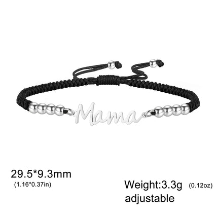 Skyrim Stainless Steel Gold Color Mama Letter Beads Charm Bracelet Red Rope Bracelets Women Waterproof Jewelry Mother's Day Gift