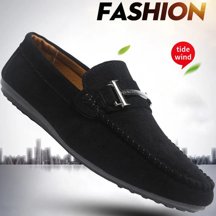 2025 Spring and Autumn driving soybean shoes business casual men's shoes versatile comfortable work shoes black and grey