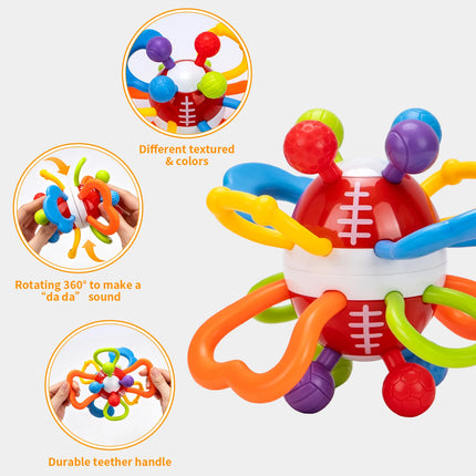 Manhattan Round Ball Baby Toys for Infant 0-12months Soft Silicone Hand Grab Ball Rattle Infant Teeth-glue Montessori Toys