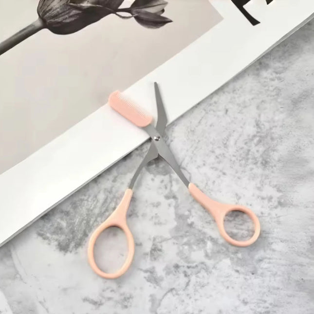 Eyebrow trimming scissors with built-in comb - made of stainless steel material, precise grooming tool, for perfect eyebrows