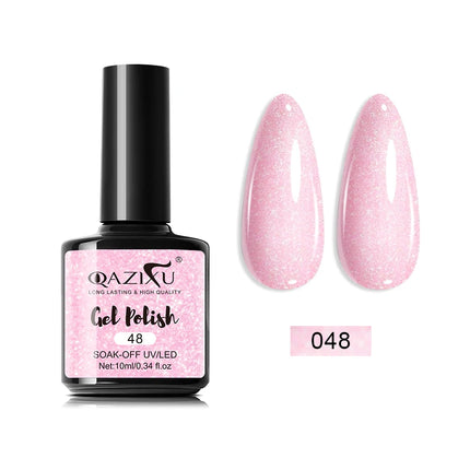 QAZIXU 48 Colors 10ml Red Black White Gel Nail Polish Manicure Semi Permanent Soak Off UV Nail Art Varnish Nail Supplies