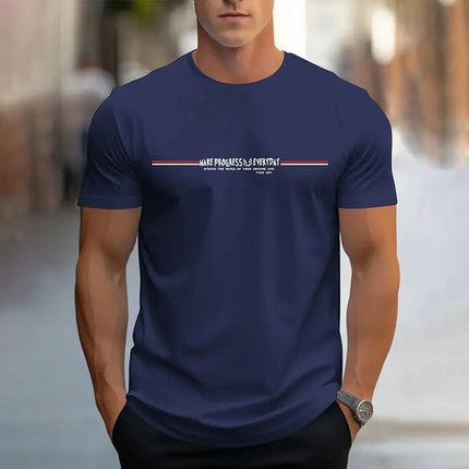 New Summer Men's Short Sleeve T Shirt Summer Breathable Round Neck Inspirational Quotes Letter Printed Top Fashion Streetwear