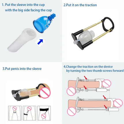 Bending Correct Penis Extender Enlargement with Vacuum Cup Sex Toys Men Dick Enhancer Stretcher Traction Exerciser Bigger Growth