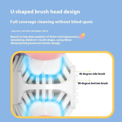 7-14 years old Smart Automatic 360° Sonic Electric Toothbrush For Kids, Rechargeable U-Shaped With IPX7