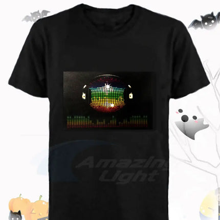 Popular Sound Active Equalizer EL T-shirt Equalizer Light Up Down LED T-shirt Flashing Music Activated LED T-shirts Men Women Tee