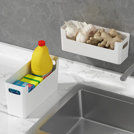 WORTHBUY Wall Mounted Cabinet Plastic Storage Rack Multifunctional Punch Free Fridge Door Storage Holder Kitchen Storage Organiz