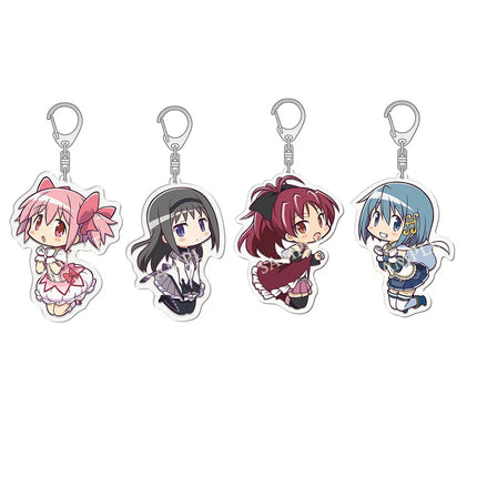 Anime Puella Magi Madoka Magica Keychain Kaname Akemi Homura Miki Sayaka Tomoe Mami Kyoko Key Chain Ring For Fans Gifts Jewelry