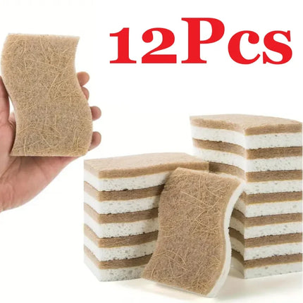 1/6/12PCS Natural Cellulose & Coconut Kitchen Sponge - White for Dishes
