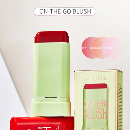 1pc Face Blush Cream Stick Korean Makeup Cosmetic Waterproof Long Lasting Lipstick Red Matte Blush Stick  Makeup Cream Blush