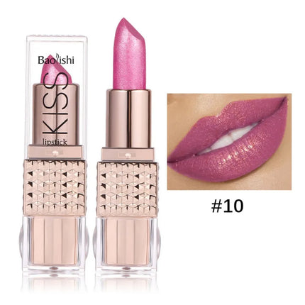 Pearlescent Pink Glitter Velvet Lipstick Metallic Waterproof Long Lasting Matte Shimmer Diamond Lipgloss Women Makeup Cosmetic