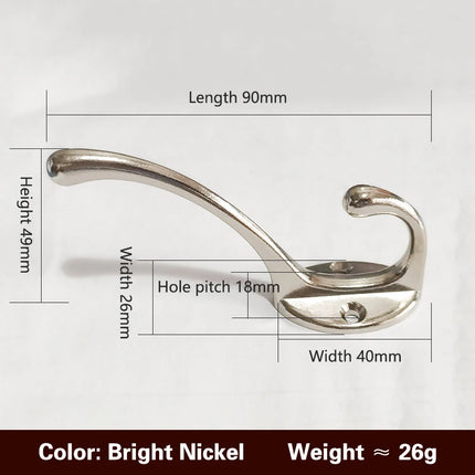 5pcs Heavy Duty Metal Hooks Wall Mounted Retro Double Hooks Utility Antique Hooks For Coat, Scarf, Bag, Towel, Key, Scarf, Hat