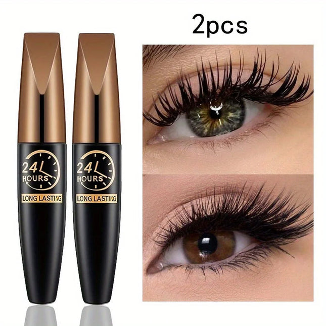 2pcs/set 8D Curling Waterproof Mascara Long Lasting Fiber Formula Boosts Lash Volume & CurTravel-friendly Design Eye Makeup